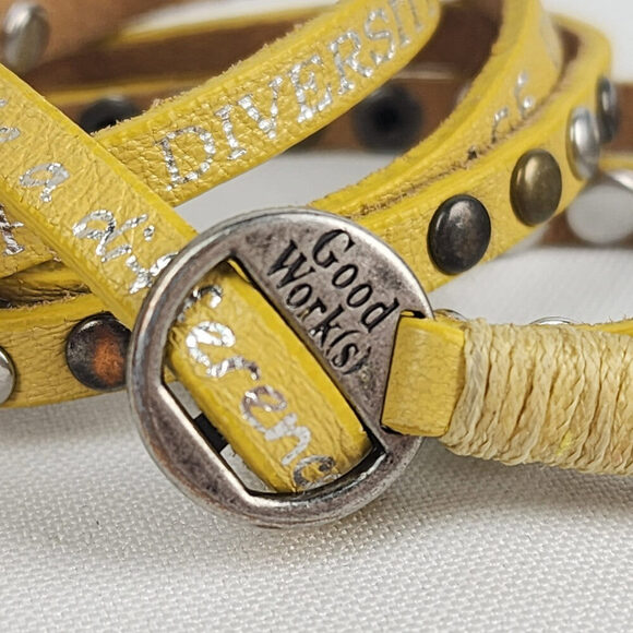 Good Works Yellow Leather Wrap Bracelet - Picture 5 of 5